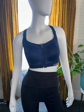 Victoria's Secret Navy Front-Zip High-Support Sports Bra